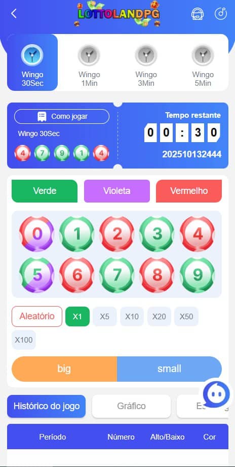 Screenshot da LottolandPG.com - Plataforma com Bingo Online