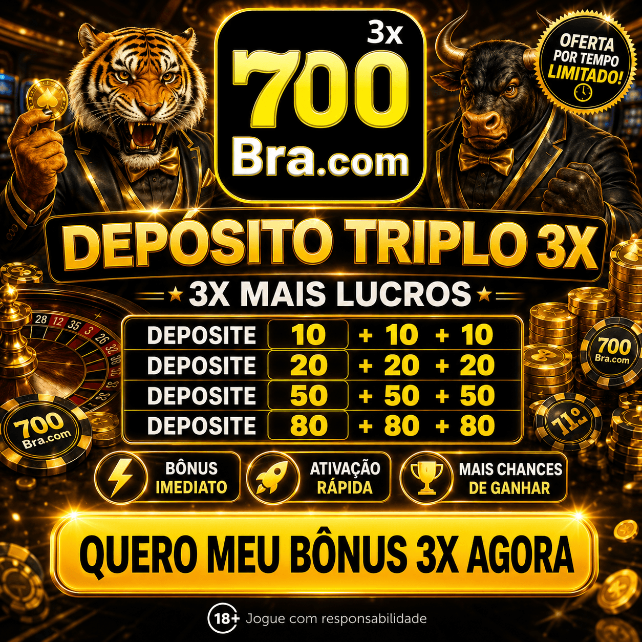 Logo 700BRA3.COM - DEPOSITO 3X