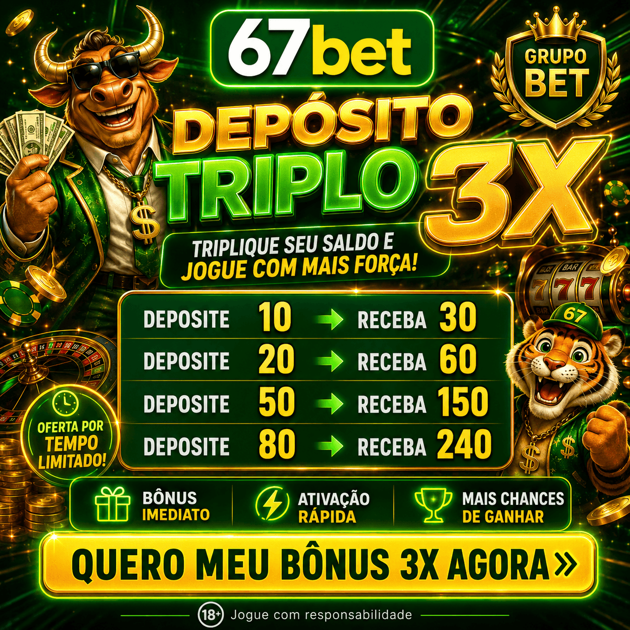 Logo 67BET.COM - DEPOSITO 3X