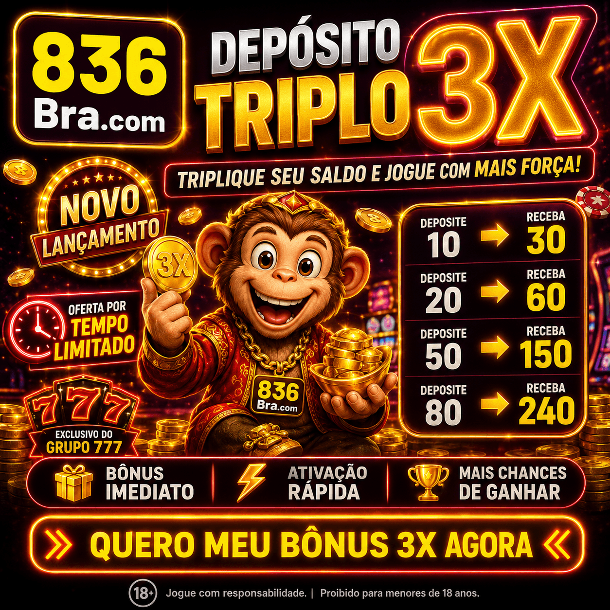 Logo 836BRA6.COM - DEPOSITO 3X